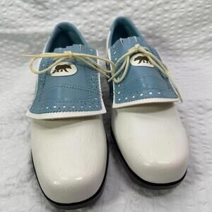 Vintage Ladies Golf Shoes By Jack Nicklaus 6.5 N White W/ Blue USA EUC Women